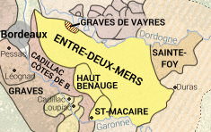 carte des vins bordeaux entre deux mers, haut-benauge et saint-macaire