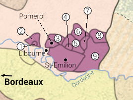 carte des vins bordeaux du libournais : saint-émilion, Pomerol, Canon-Fronsac...