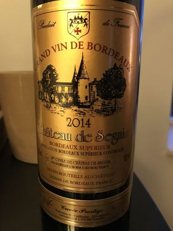 Photo d'une bouteille de Château de Seguin Bordeaux-supérieur