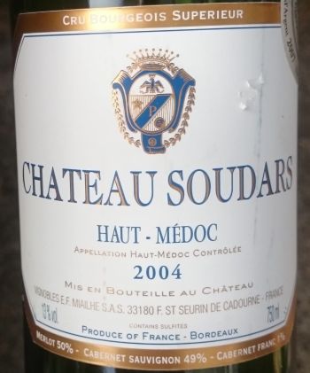 Photo d'une bouteille de Château Soudars Haut-Médoc