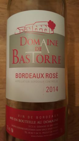 Photo d'une bouteille de Domaine de Bastorre, Bordeaux Rosé Bordeaux-Rosé