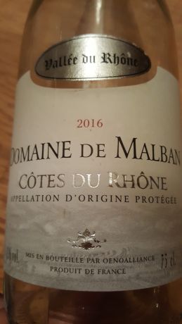 Photo d'une bouteille de Domaine de Malban, côtes du rhône Côtes-du-Rhône