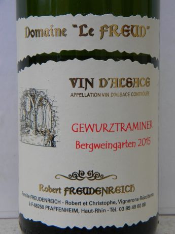 Photo d'une bouteille de Domaine Le Freud Alsace Gewurztraminer