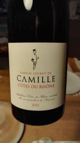 Photo d'une bouteille de Jardin Secret de Camille Cayran Côtes-du-Rhône