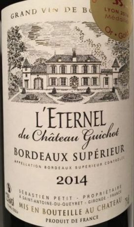 Photo d'une bouteille de L'Éternel de Château Guichot Bordeaux-supérieur