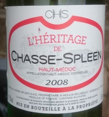 Photo d'une bouteille de L'Héritage de Chasse-Spleen Haut-Médoc