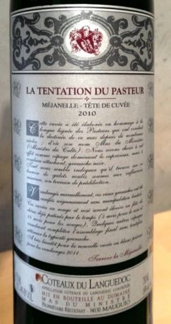 Photo d'une bouteille de La Tentation du Pasteur Languedoc Grès-de-Montpellier