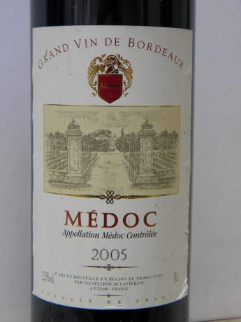 Photo d'une bouteille de les celliers de Canterane Médoc