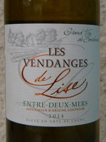 Photo d'une bouteille de Les Vendanges de Lise Entre-deux-Mers