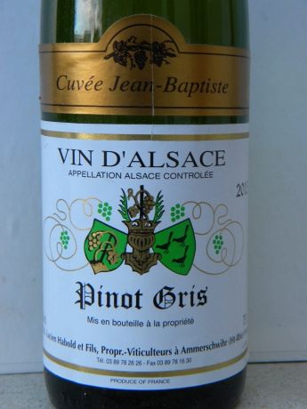 Photo d'une bouteille de Lucien Habold et fils Alsace Pinot-Gris