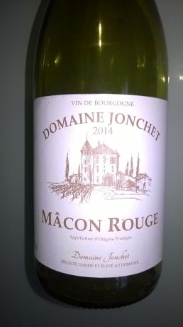 Photo d'une bouteille de Mâcon rouge domaine Jonchet Mâcon